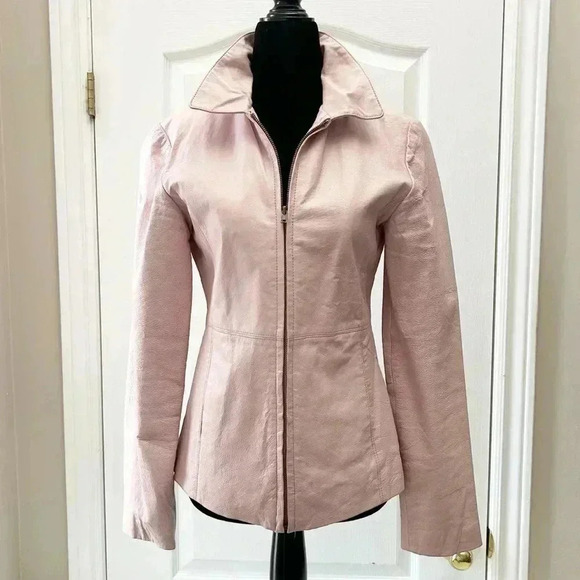 Atmosphere Leather Jacket Zip Front Pink Size Small - Picture 16 of 16